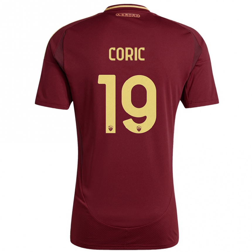 Kinder Fußball Ante Coric #19 Rot Braun Gold Heimtrikot Trikot 2024/25 T-Shirt Luxemburg