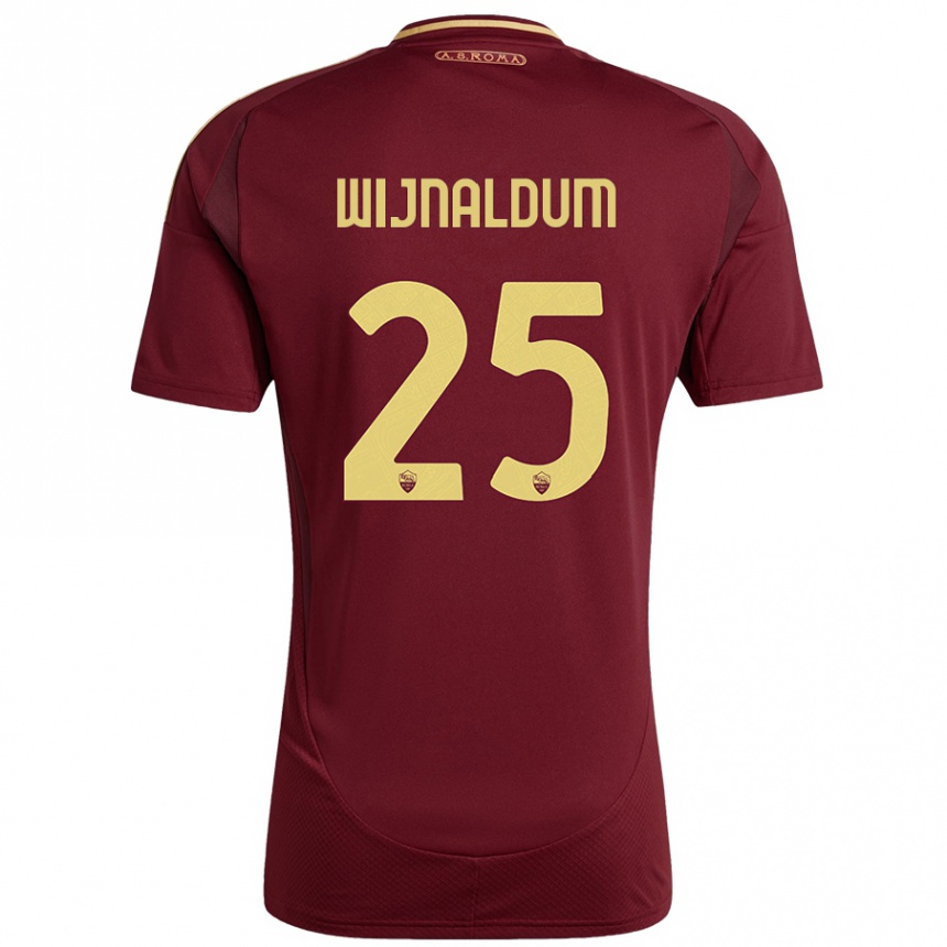 Kinder Fußball Georginio Wijnaldum #25 Rot Braun Gold Heimtrikot Trikot 2024/25 T-Shirt Luxemburg