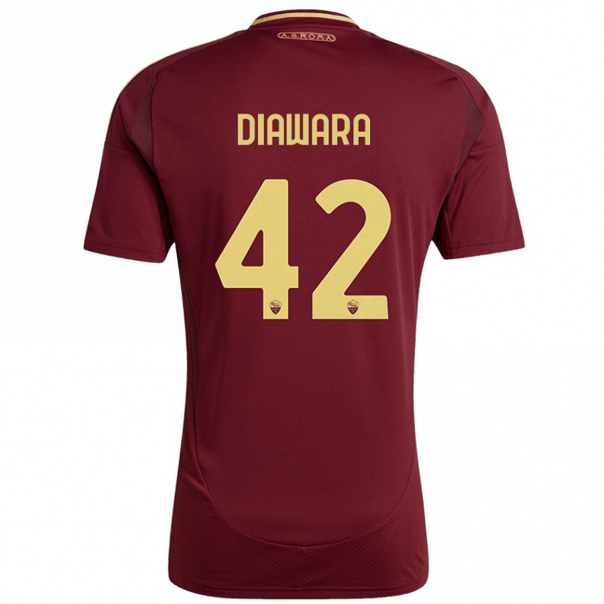 Kinder Fußball Amadou Diawara #42 Rot Braun Gold Heimtrikot Trikot 2024/25 T-Shirt Luxemburg