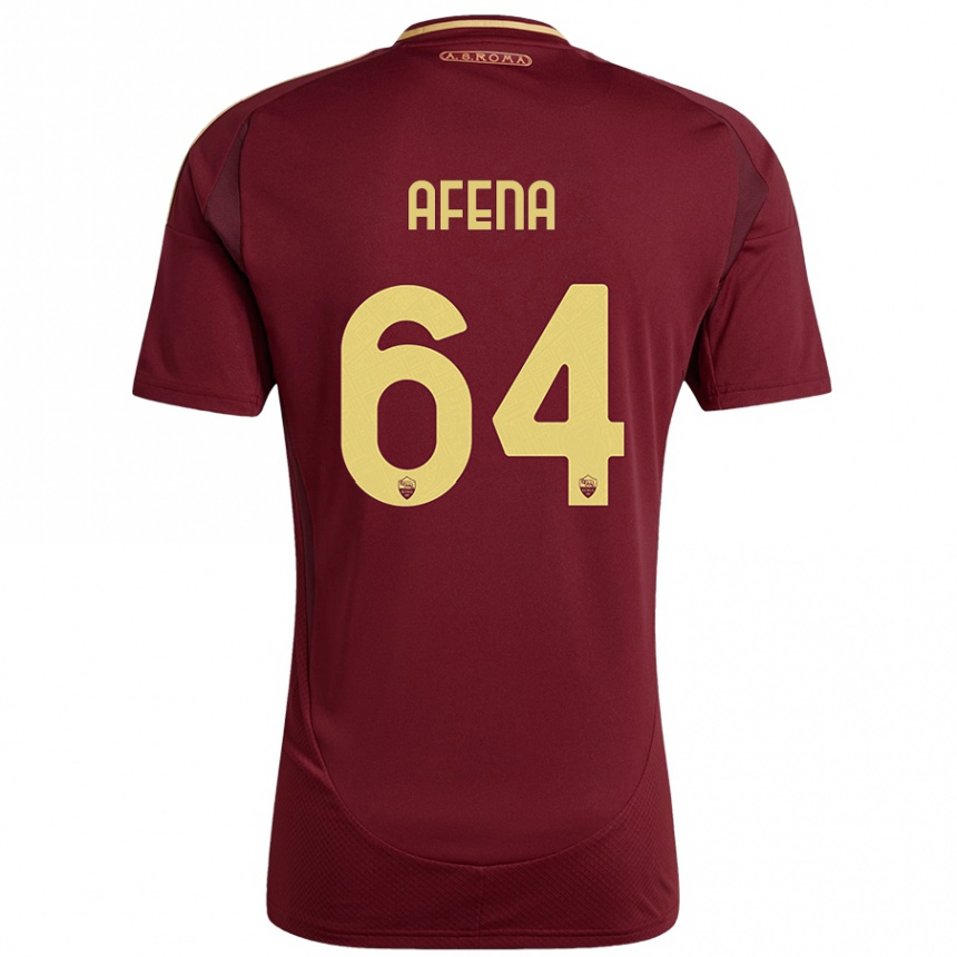 Kinder Fußball Felix Afena-Gyan #64 Rot Braun Gold Heimtrikot Trikot 2024/25 T-Shirt Luxemburg