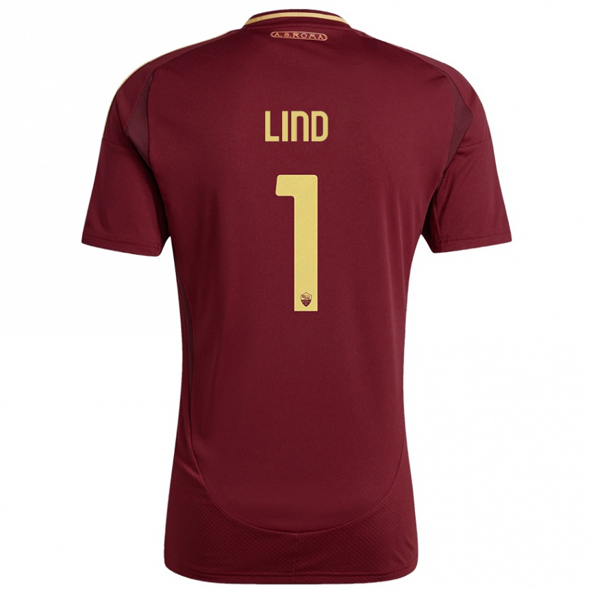 Kinder Fußball Emma Lind #1 Rot Braun Gold Heimtrikot Trikot 2024/25 T-Shirt Luxemburg