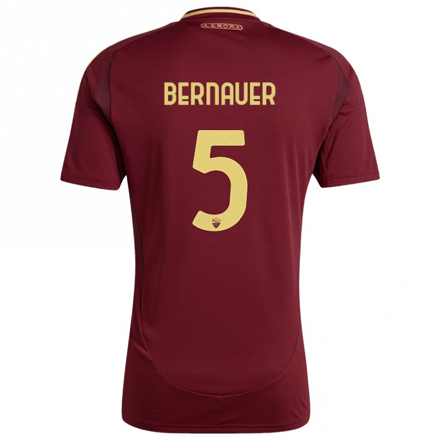 Kinder Fußball Vanessa Bernauer #5 Rot Braun Gold Heimtrikot Trikot 2024/25 T-Shirt Luxemburg