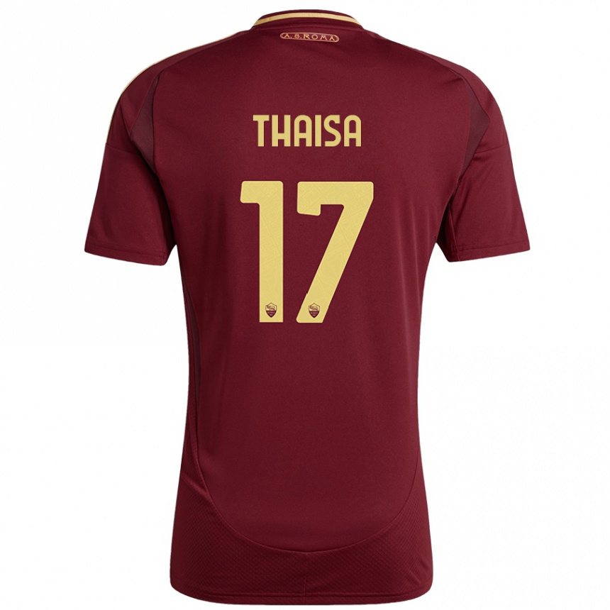 Kinder Fußball Thaisa #17 Rot Braun Gold Heimtrikot Trikot 2024/25 T-Shirt Luxemburg