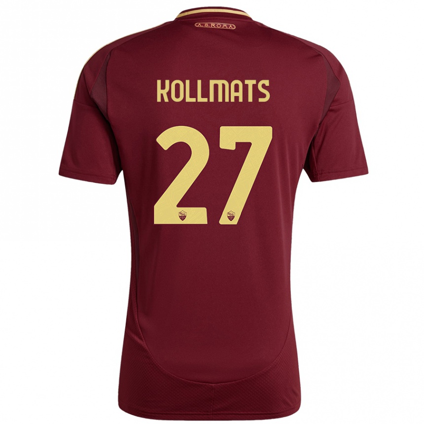 Kinder Fußball Beata Kollmats #27 Rot Braun Gold Heimtrikot Trikot 2024/25 T-Shirt Luxemburg