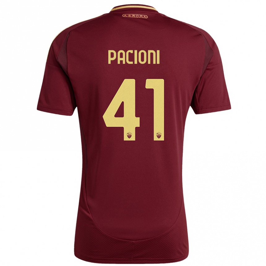 Kinder Fußball Eleonora Pacioni #41 Rot Braun Gold Heimtrikot Trikot 2024/25 T-Shirt Luxemburg