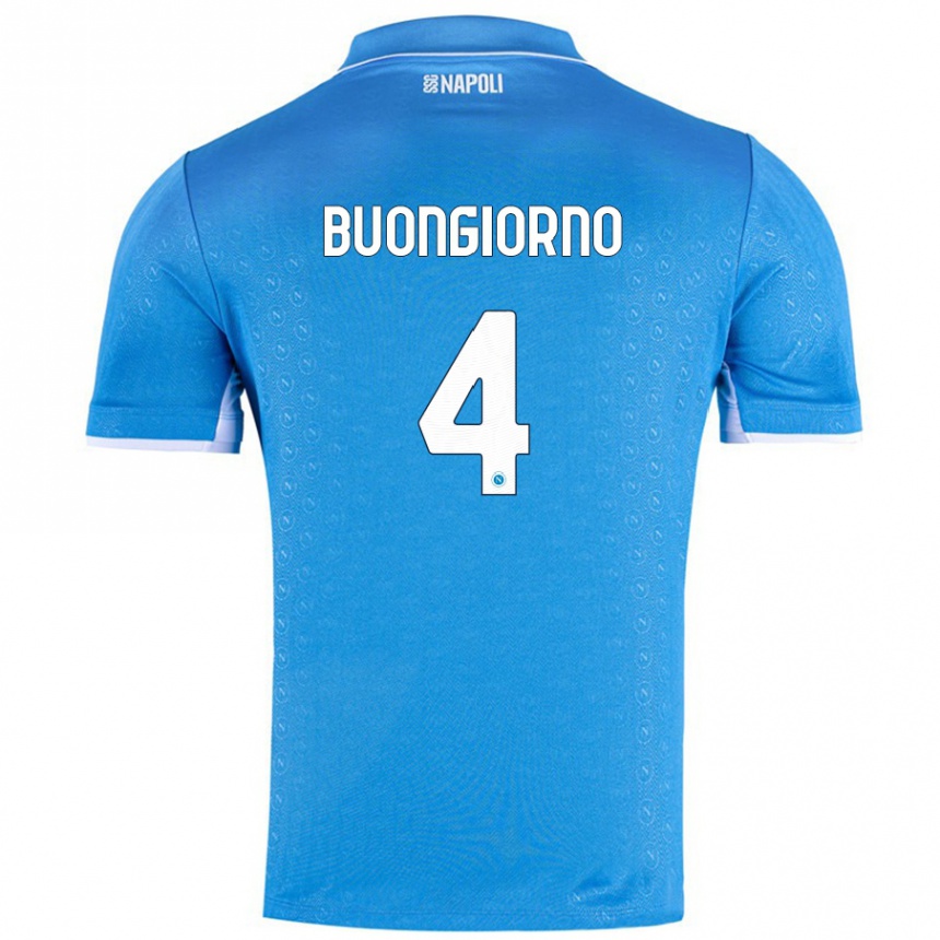 Kinder Fußball Alessandro Buongiorno #4 Himmelblau Heimtrikot Trikot 2024/25 T-Shirt Luxemburg