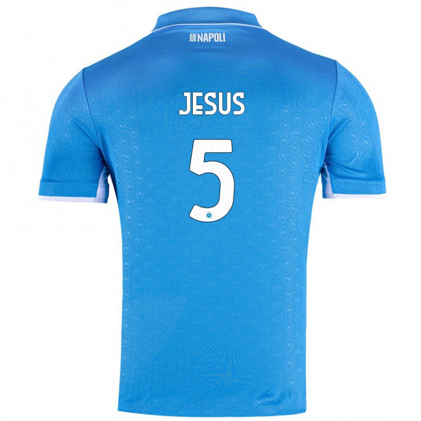 Kinder Fußball Juan Jesus #5 Himmelblau Heimtrikot Trikot 2024/25 T-Shirt Luxemburg