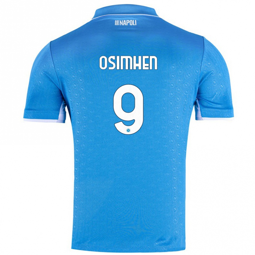 Kinder Fußball Victor Osimhen #9 Himmelblau Heimtrikot Trikot 2024/25 T-Shirt Luxemburg