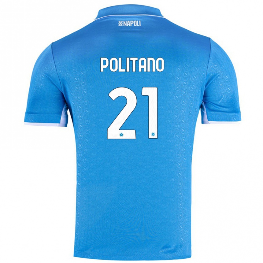 Kinder Fußball Matteo Politano #21 Himmelblau Heimtrikot Trikot 2024/25 T-Shirt Luxemburg