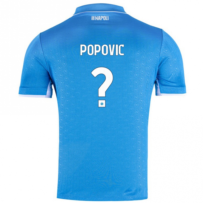 Kinder Fußball Matija Popovic #0 Himmelblau Heimtrikot Trikot 2024/25 T-Shirt Luxemburg