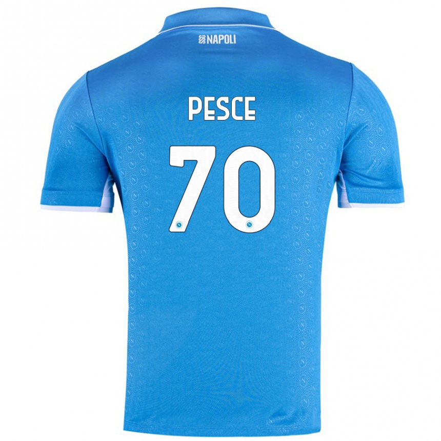 Kinder Fußball Antonio Pesce #70 Himmelblau Heimtrikot Trikot 2024/25 T-Shirt Luxemburg