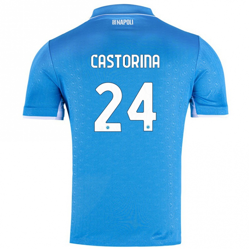 Kinder Fußball Alessandro Castorina #24 Himmelblau Heimtrikot Trikot 2024/25 T-Shirt Luxemburg