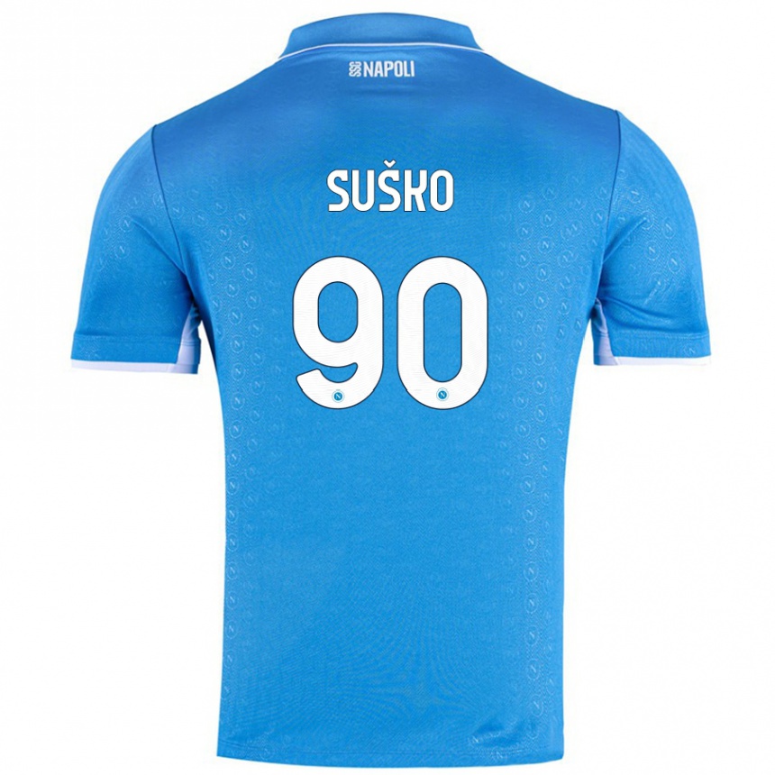 Kinder Fußball Daniel Suško #90 Himmelblau Heimtrikot Trikot 2024/25 T-Shirt Luxemburg