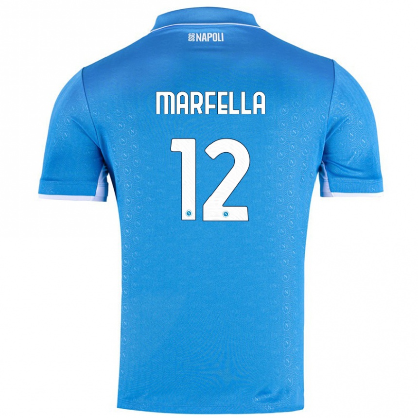 Kinder Fußball Davide Marfella #12 Himmelblau Heimtrikot Trikot 2024/25 T-Shirt Luxemburg