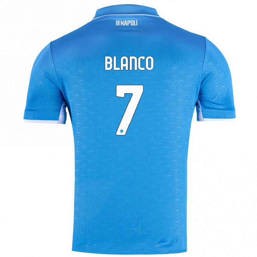 Kinder Fußball Gimena Blanco #7 Himmelblau Heimtrikot Trikot 2024/25 T-Shirt Luxemburg