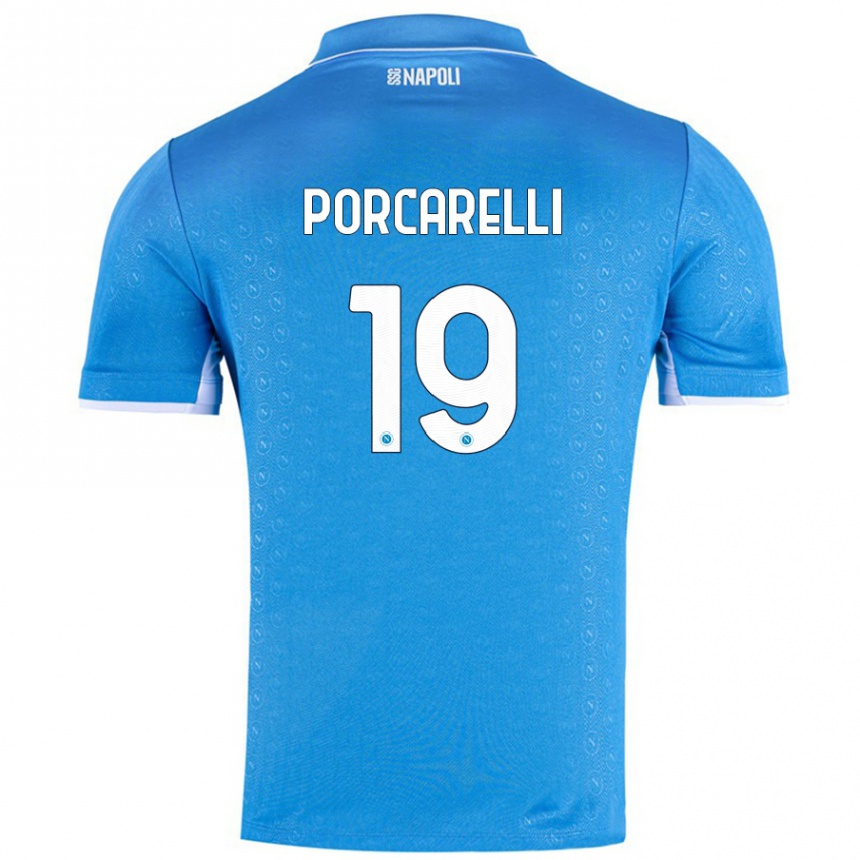 Kinder Fußball Maddelena Porcarelli #19 Himmelblau Heimtrikot Trikot 2024/25 T-Shirt Luxemburg