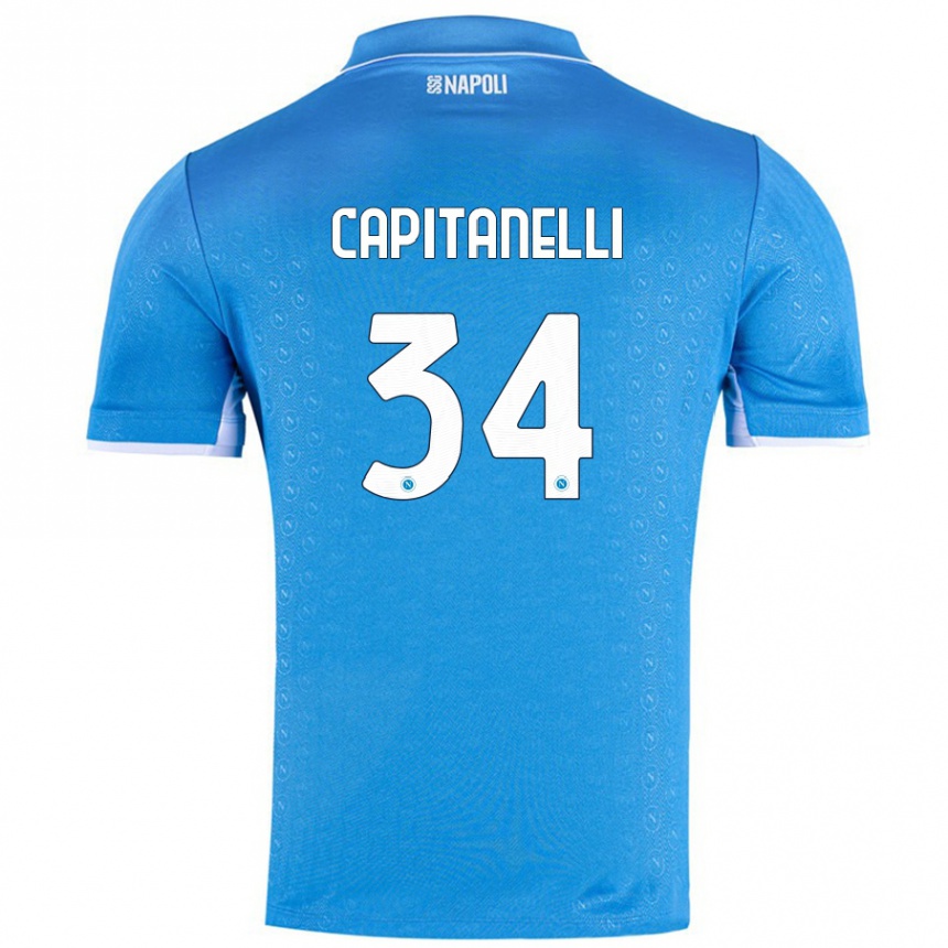 Kinder Fußball Ilaria Capitanelli #34 Himmelblau Heimtrikot Trikot 2024/25 T-Shirt Luxemburg