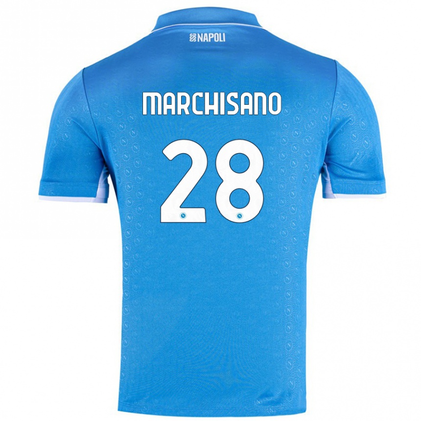 Kinder Fußball Matteo Marchisano #28 Himmelblau Heimtrikot Trikot 2024/25 T-Shirt Luxemburg