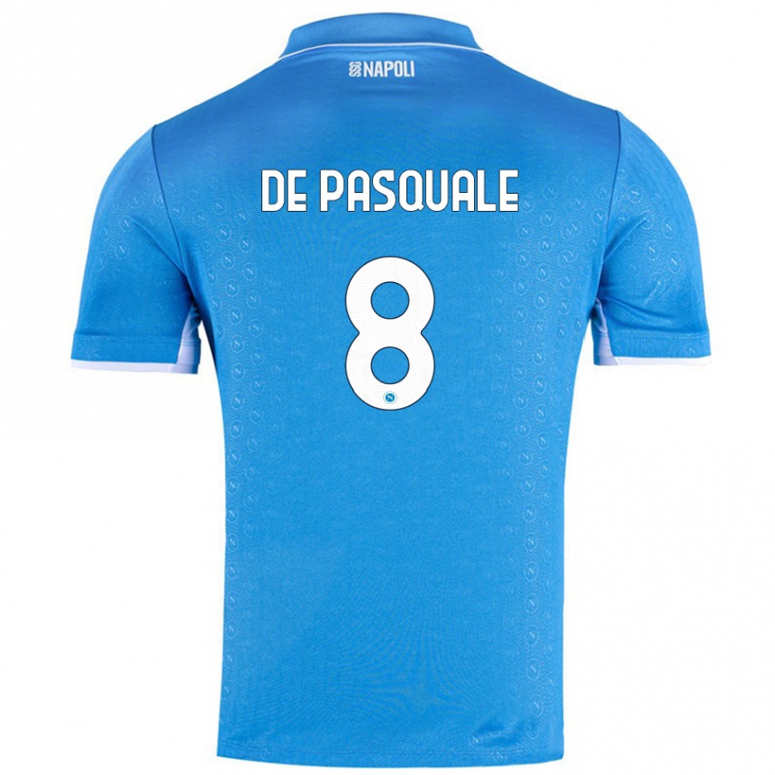 Kinder Fußball Dylan De Pasquale #8 Himmelblau Heimtrikot Trikot 2024/25 T-Shirt Luxemburg