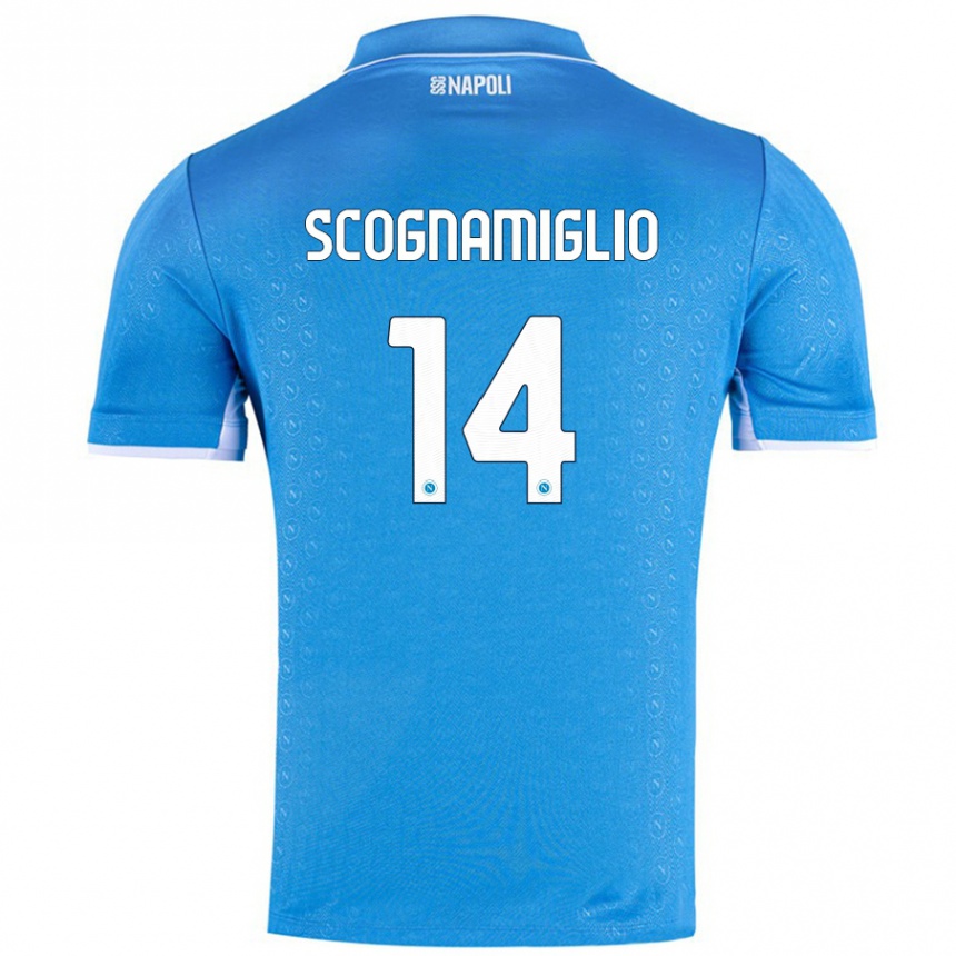 Kinder Fußball Fabio Scognamiglio #14 Himmelblau Heimtrikot Trikot 2024/25 T-Shirt Luxemburg