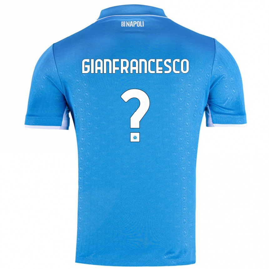 Kinder Fußball Sergio Gianfrancesco #0 Himmelblau Heimtrikot Trikot 2024/25 T-Shirt Luxemburg