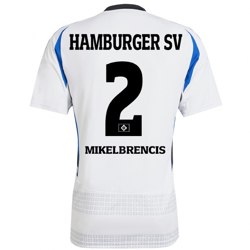 Kinder Fußball William Mikelbrencis #2 Weiß Blau Heimtrikot Trikot 2024/25 T-Shirt Luxemburg