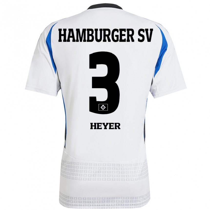 Kinder Fußball Moritz Heyer #3 Weiß Blau Heimtrikot Trikot 2024/25 T-Shirt Luxemburg