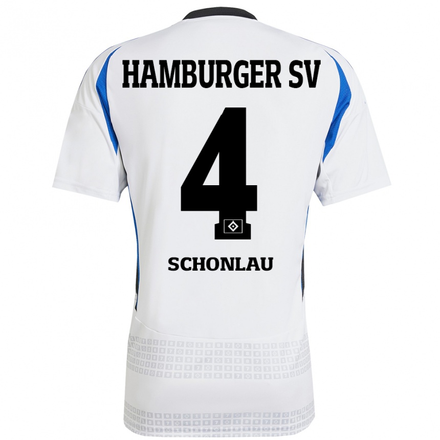 Kinder Fußball Sebastian Schonlau #4 Weiß Blau Heimtrikot Trikot 2024/25 T-Shirt Luxemburg