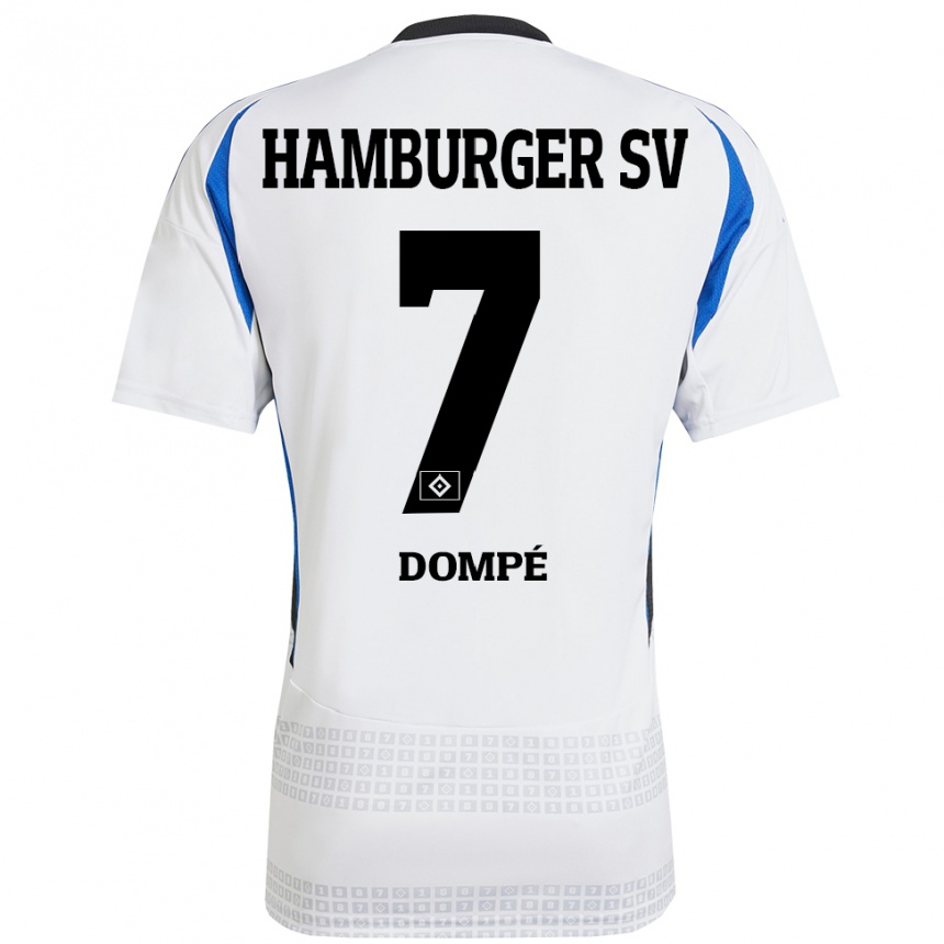 Kinder Fußball Jean-Luc Dompé #7 Weiß Blau Heimtrikot Trikot 2024/25 T-Shirt Luxemburg