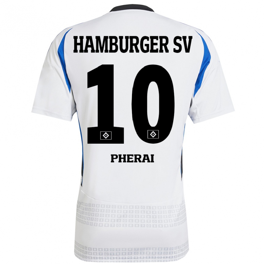 Kinder Fußball Immanuel Pherai #10 Weiß Blau Heimtrikot Trikot 2024/25 T-Shirt Luxemburg