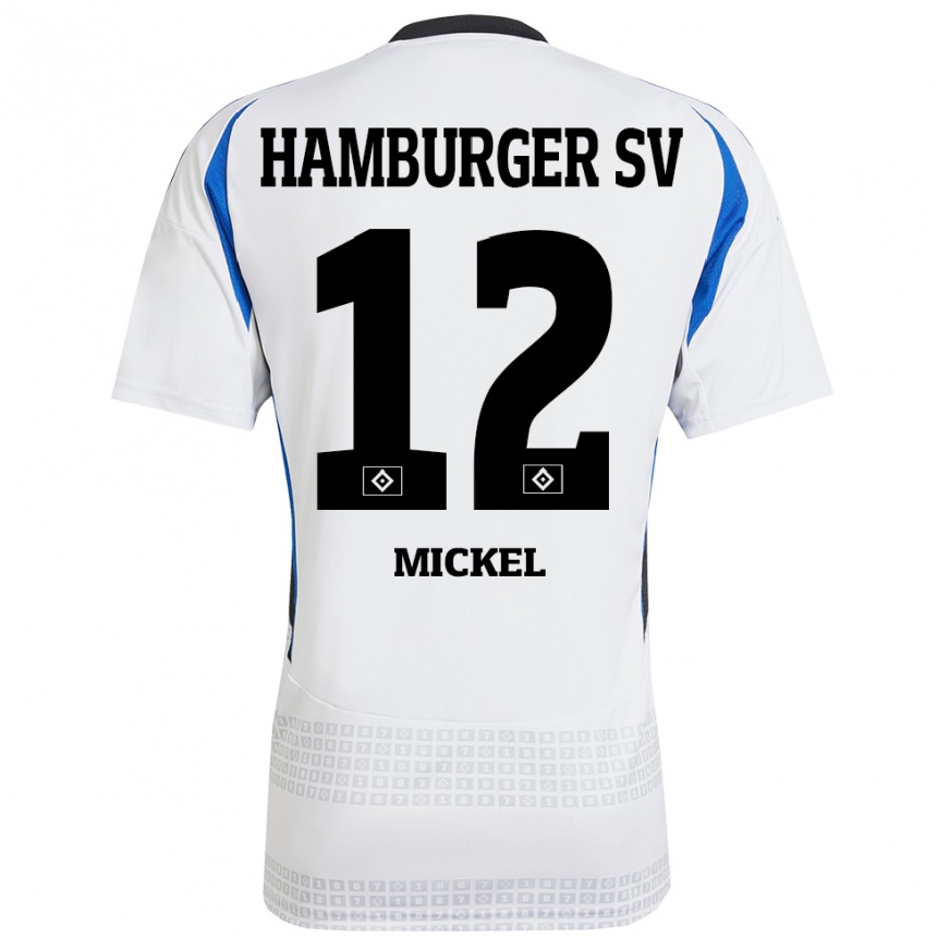 Kinder Fußball Tom Mickel #12 Weiß Blau Heimtrikot Trikot 2024/25 T-Shirt Luxemburg