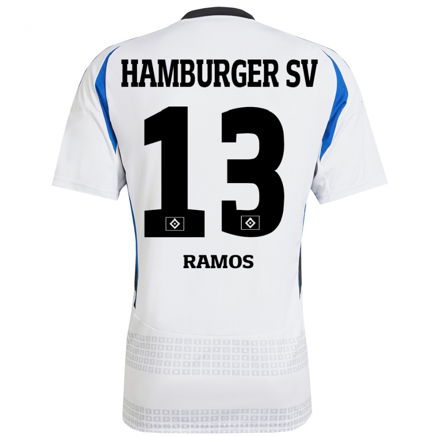 Kinder Fußball Guilherme Ramos #13 Weiß Blau Heimtrikot Trikot 2024/25 T-Shirt Luxemburg