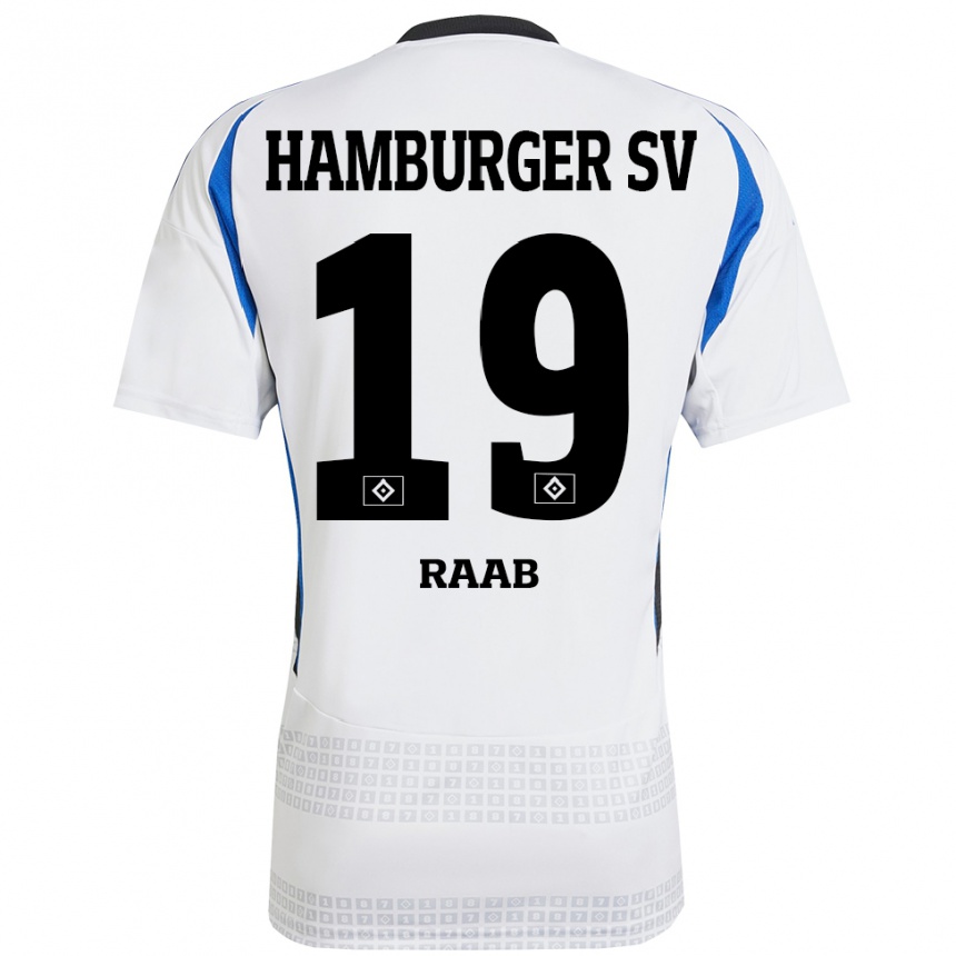 Kinder Fußball Matheo Raab #19 Weiß Blau Heimtrikot Trikot 2024/25 T-Shirt Luxemburg