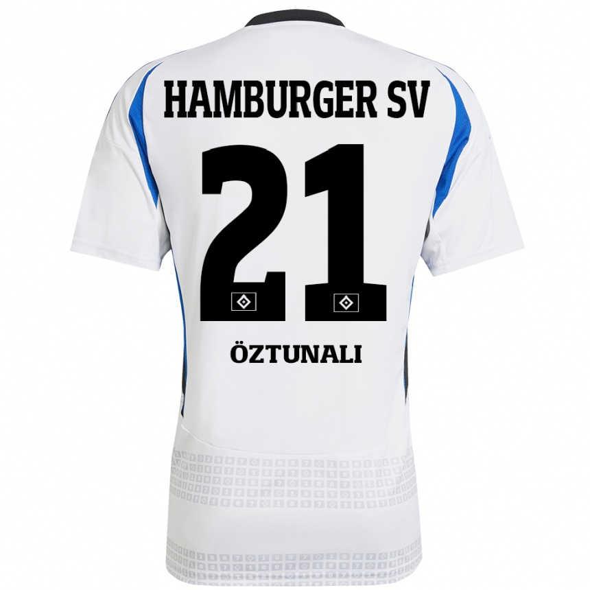 Kinder Fußball Levin Öztunali #21 Weiß Blau Heimtrikot Trikot 2024/25 T-Shirt Luxemburg