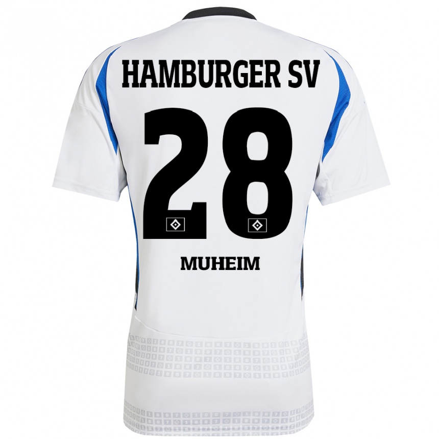 Kinder Fußball Miro Muheim #28 Weiß Blau Heimtrikot Trikot 2024/25 T-Shirt Luxemburg