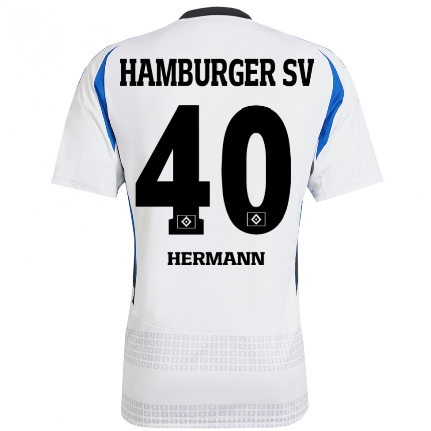 Kinder Fußball Hannes Hermann #40 Weiß Blau Heimtrikot Trikot 2024/25 T-Shirt Luxemburg