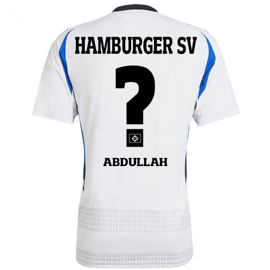 Kinder Fußball Majeed Salo Abdullah #0 Weiß Blau Heimtrikot Trikot 2024/25 T-Shirt Luxemburg