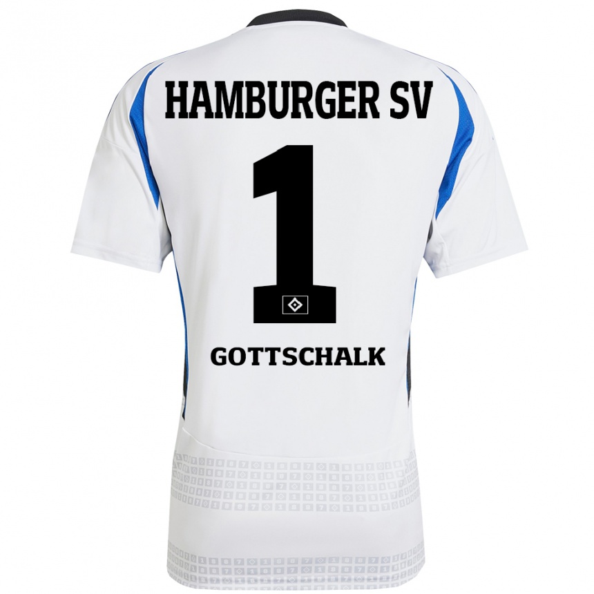 Kinder Fußball Juri Gottschalk #1 Weiß Blau Heimtrikot Trikot 2024/25 T-Shirt Luxemburg