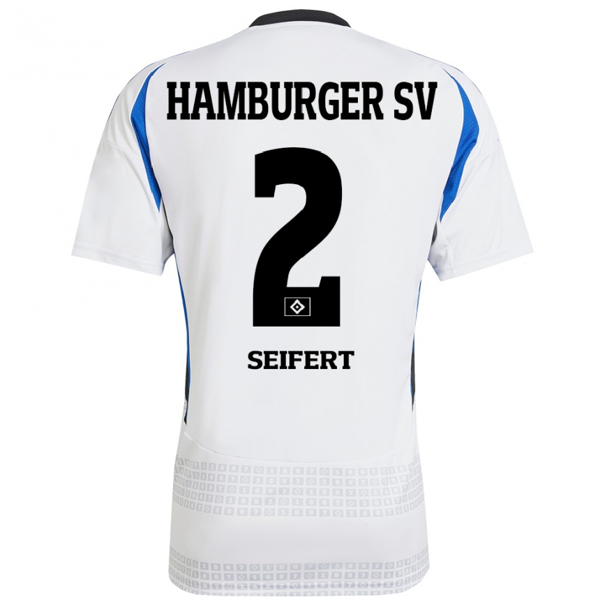 Kinder Fußball Luis Seifert #2 Weiß Blau Heimtrikot Trikot 2024/25 T-Shirt Luxemburg