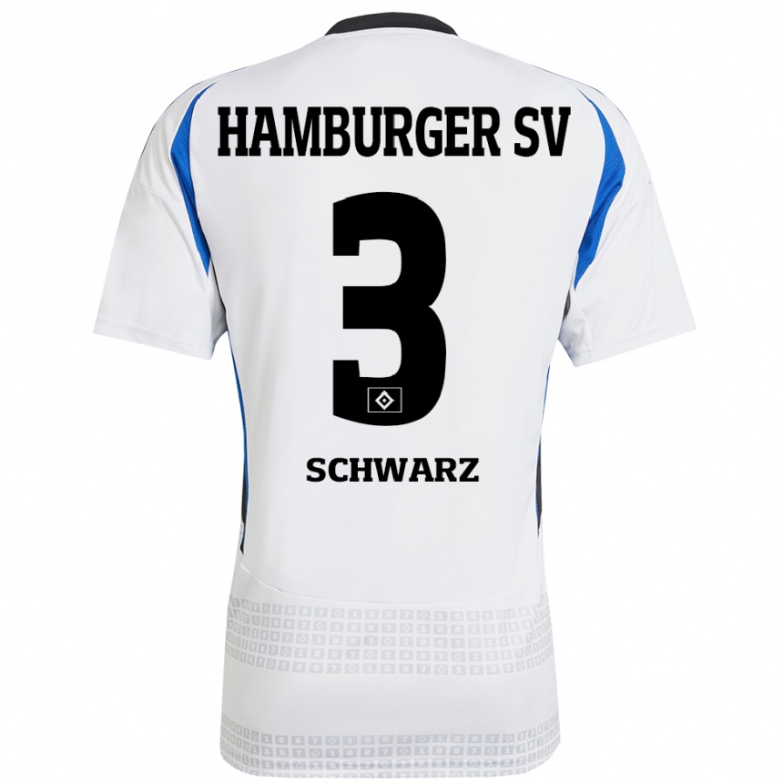 Kinder Fußball Jannick Schwarz #3 Weiß Blau Heimtrikot Trikot 2024/25 T-Shirt Luxemburg