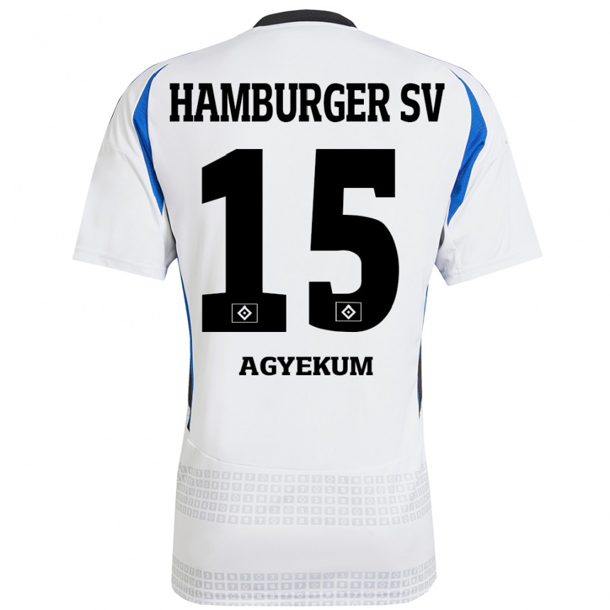 Kinder Fußball Joel Agyekum #15 Weiß Blau Heimtrikot Trikot 2024/25 T-Shirt Luxemburg