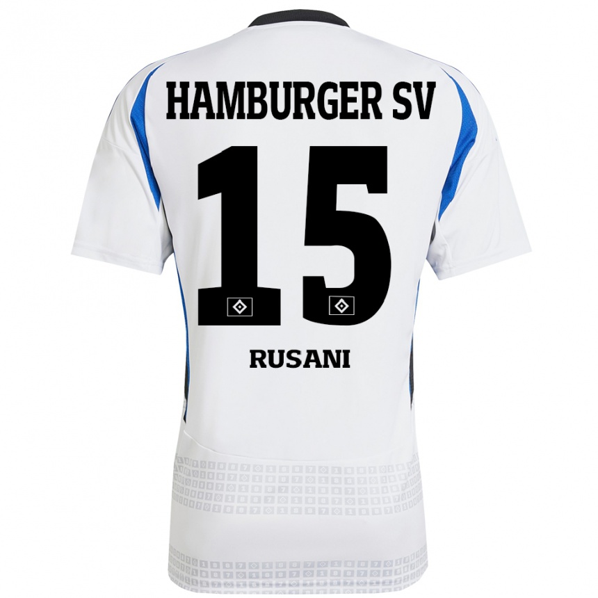 Kinder Fußball Yasin Rusani #15 Weiß Blau Heimtrikot Trikot 2024/25 T-Shirt Luxemburg