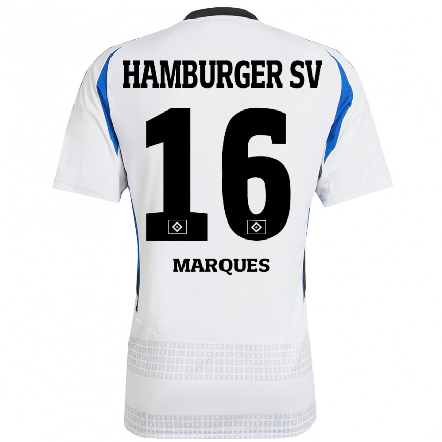 Kinder Fußball Alex Da Graca Marques #16 Weiß Blau Heimtrikot Trikot 2024/25 T-Shirt Luxemburg