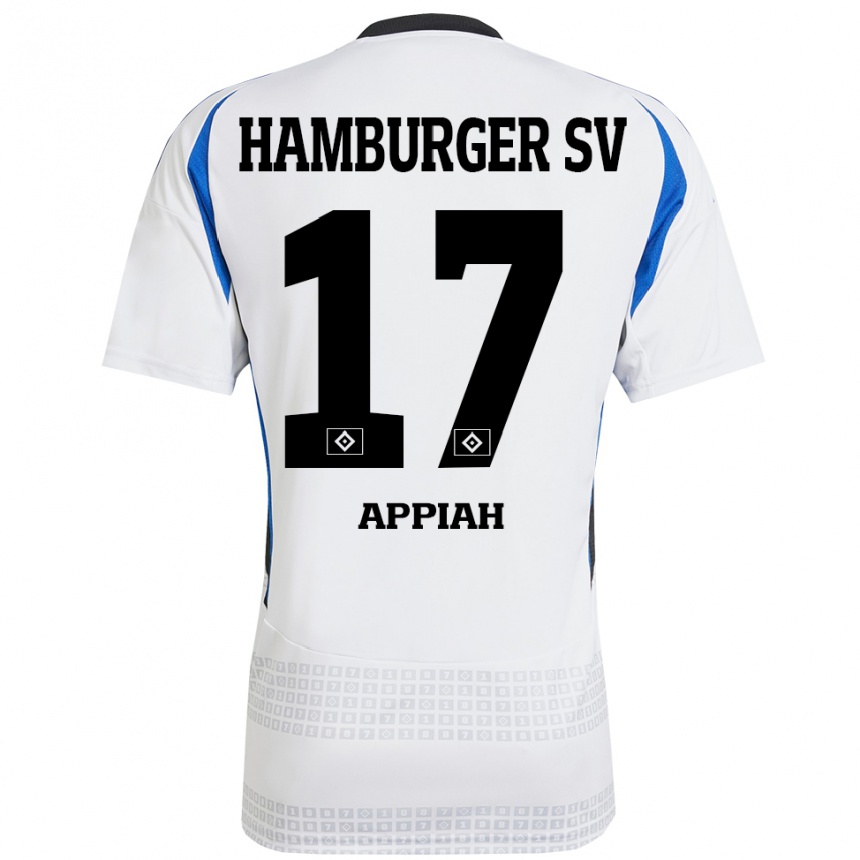 Kinder Fußball Emmanuel Appiah #17 Weiß Blau Heimtrikot Trikot 2024/25 T-Shirt Luxemburg