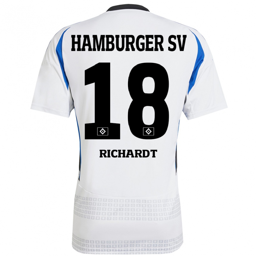 Kinder Fußball Dayo Richardt #18 Weiß Blau Heimtrikot Trikot 2024/25 T-Shirt Luxemburg