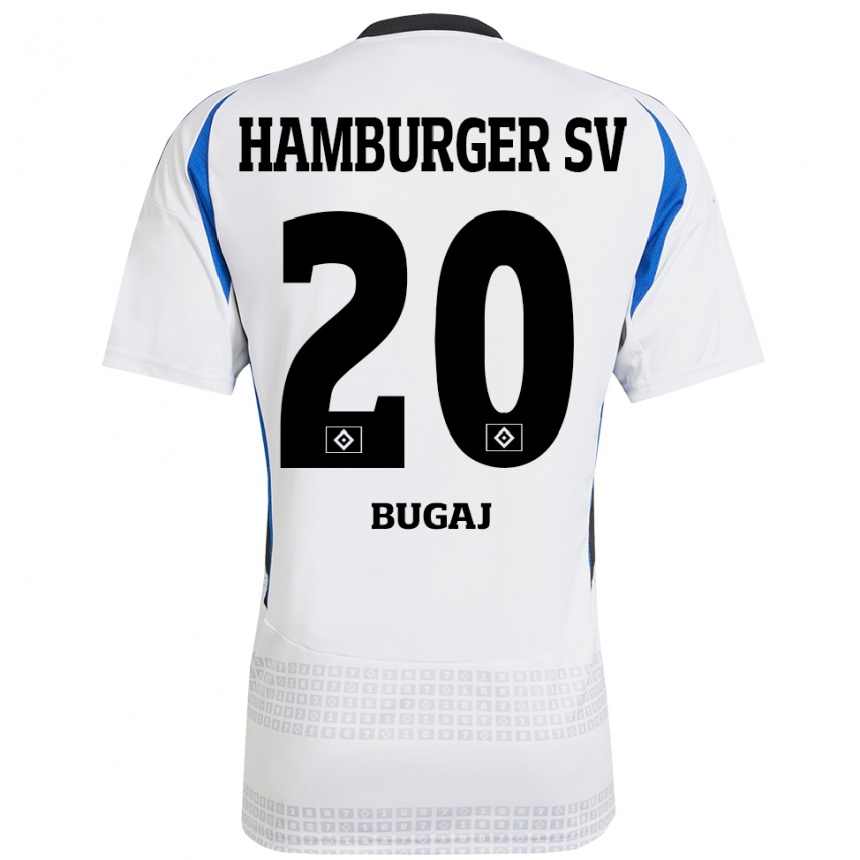 Kinder Fußball Jan-Luca Bugaj #20 Weiß Blau Heimtrikot Trikot 2024/25 T-Shirt Luxemburg