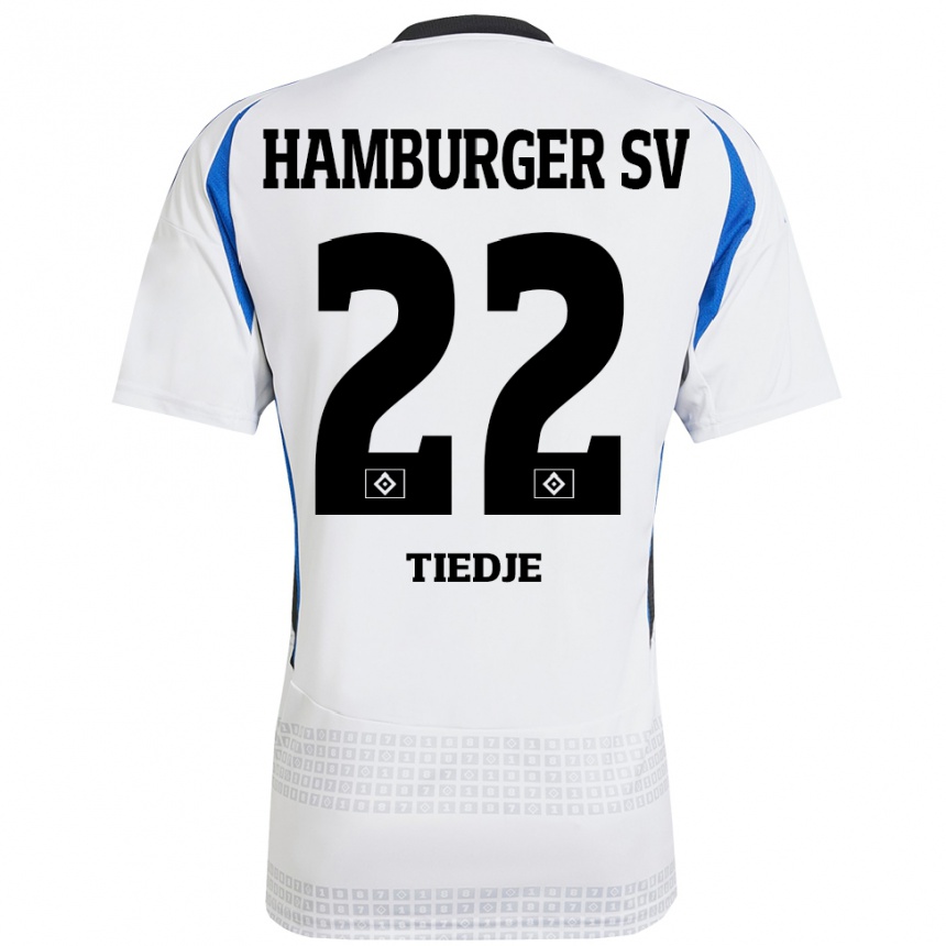 Kinder Fußball Patrick Tiedje #22 Weiß Blau Heimtrikot Trikot 2024/25 T-Shirt Luxemburg