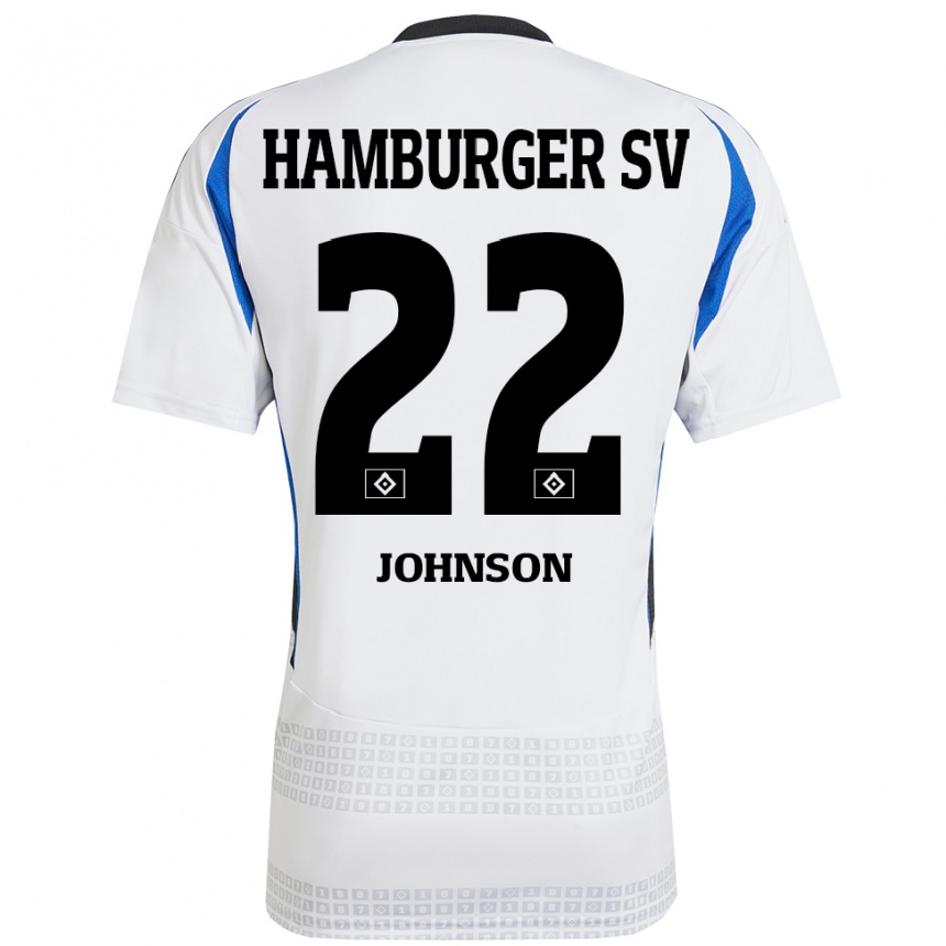 Kinder Fußball Emmanuel Johnson #22 Weiß Blau Heimtrikot Trikot 2024/25 T-Shirt Luxemburg