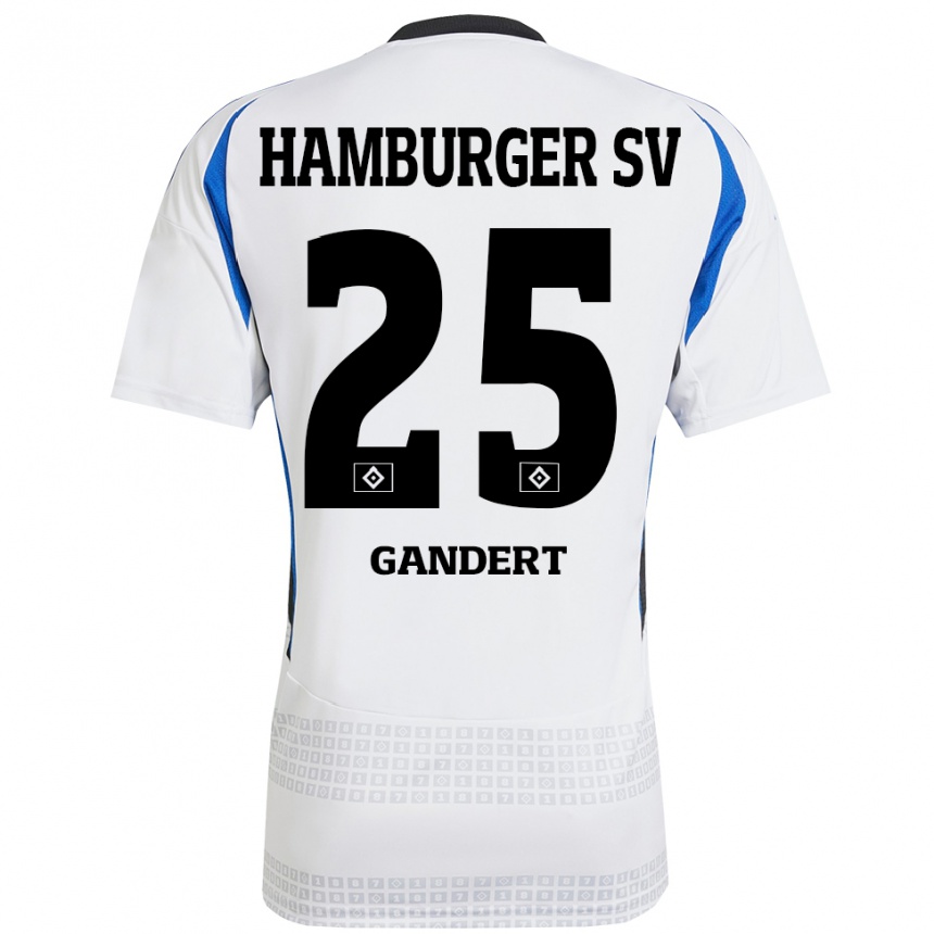 Kinder Fußball Jeremy Gandert #25 Weiß Blau Heimtrikot Trikot 2024/25 T-Shirt Luxemburg