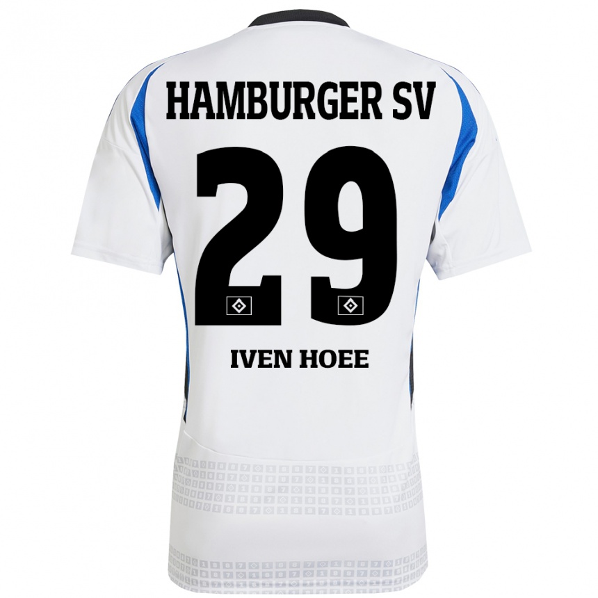 Kinder Fußball Lennart Iven Hoee #29 Weiß Blau Heimtrikot Trikot 2024/25 T-Shirt Luxemburg